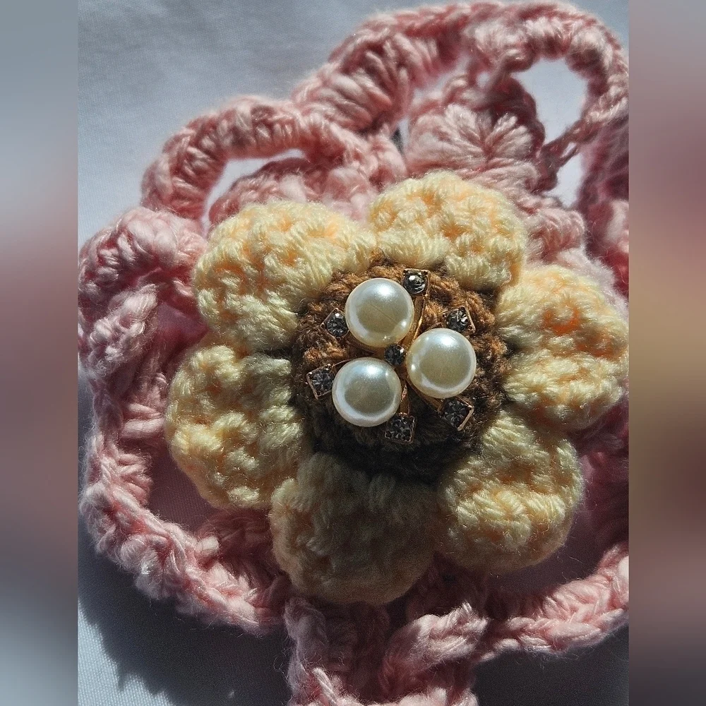 Hand Crafted Hair Pink Crochet 4